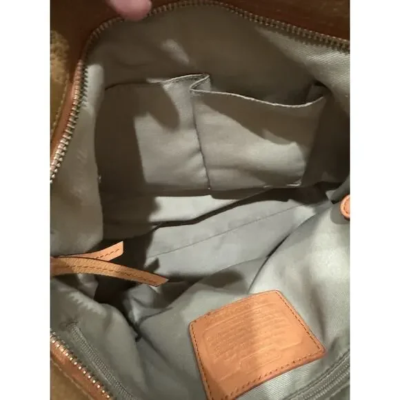 COACH VINTAGE SHOULDER BAG PEBBLED ORANGE LEATHER DUFFLE PURSE - Picture 14 of 16